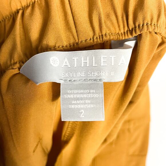 Athleta Skyline Short II Yellow High-Rise Belted Zip Pocket Pleated Sz 2 - Picture 9 of 10